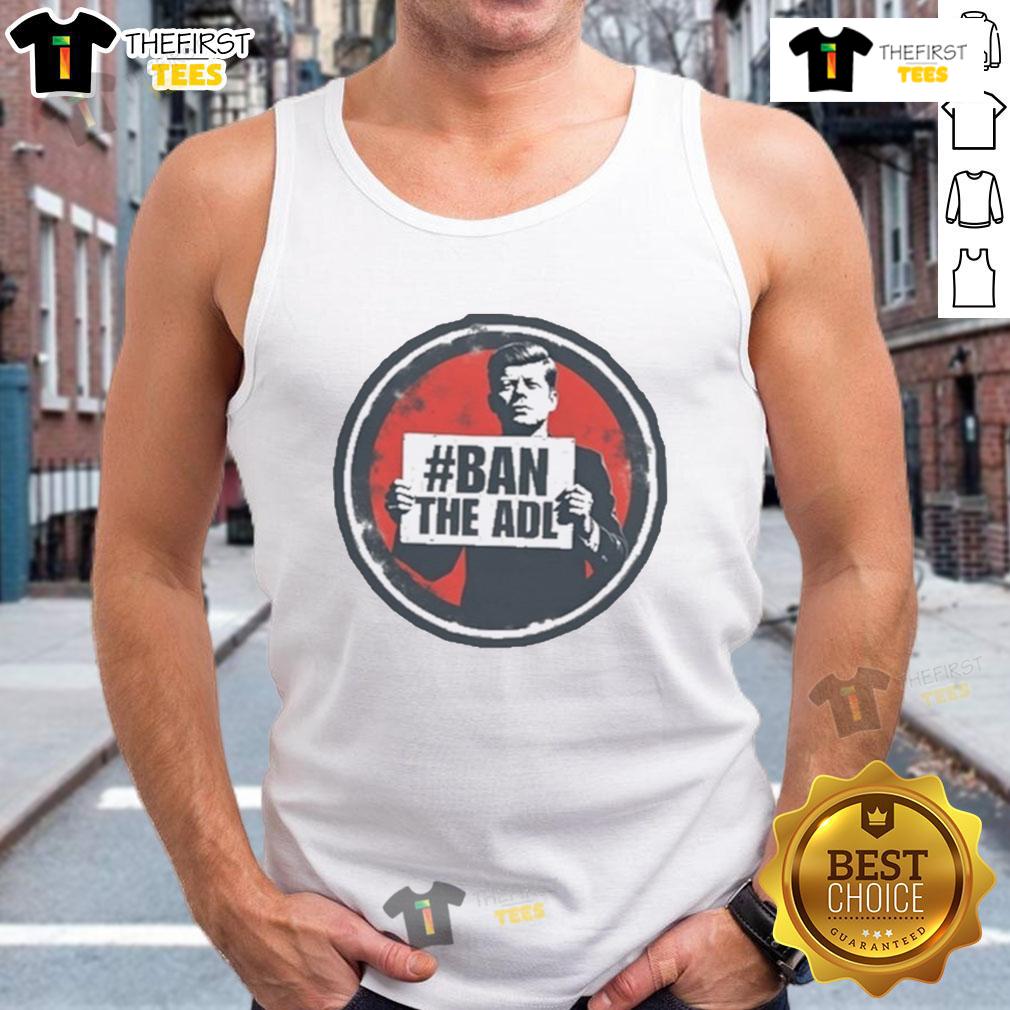 Kasey Lynae models a John F. Kennedy Ban The ADL tank top, showcasing a stylish and meaningful statement piece.