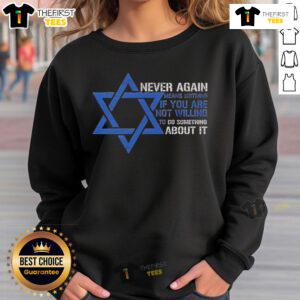 Official 'Never Again Means Nothing' sweatshirt for Jews, featuring a bold statement design for awareness and action.