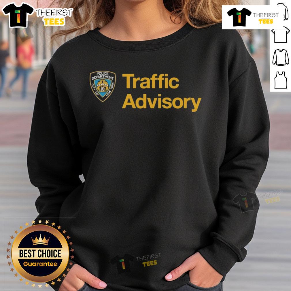 Official New York City Police Department Traffic Advisory Sweatshirt featuring the NYPD logo and vibrant design.