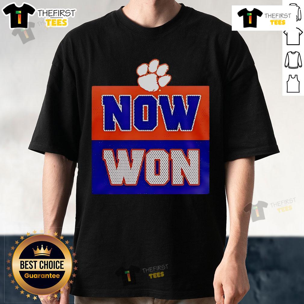 Official Now Won Dabo Swinney Tigers One 2025 T-Shirt featuring vibrant graphics and team logo for fans.