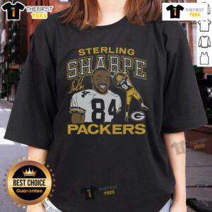Official Packers Sterling Sharpe signature ladies tee featuring team colors and logo, perfect for fans and collectors.