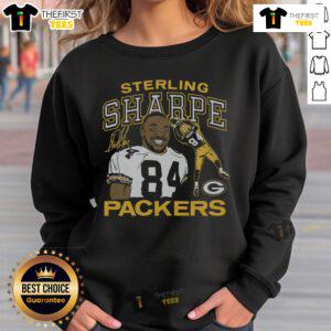 Alt Text: Official Packers Sterling Sharpe Signature Sweatshirt featuring classic design and vibrant team colors. Perfect for fans!