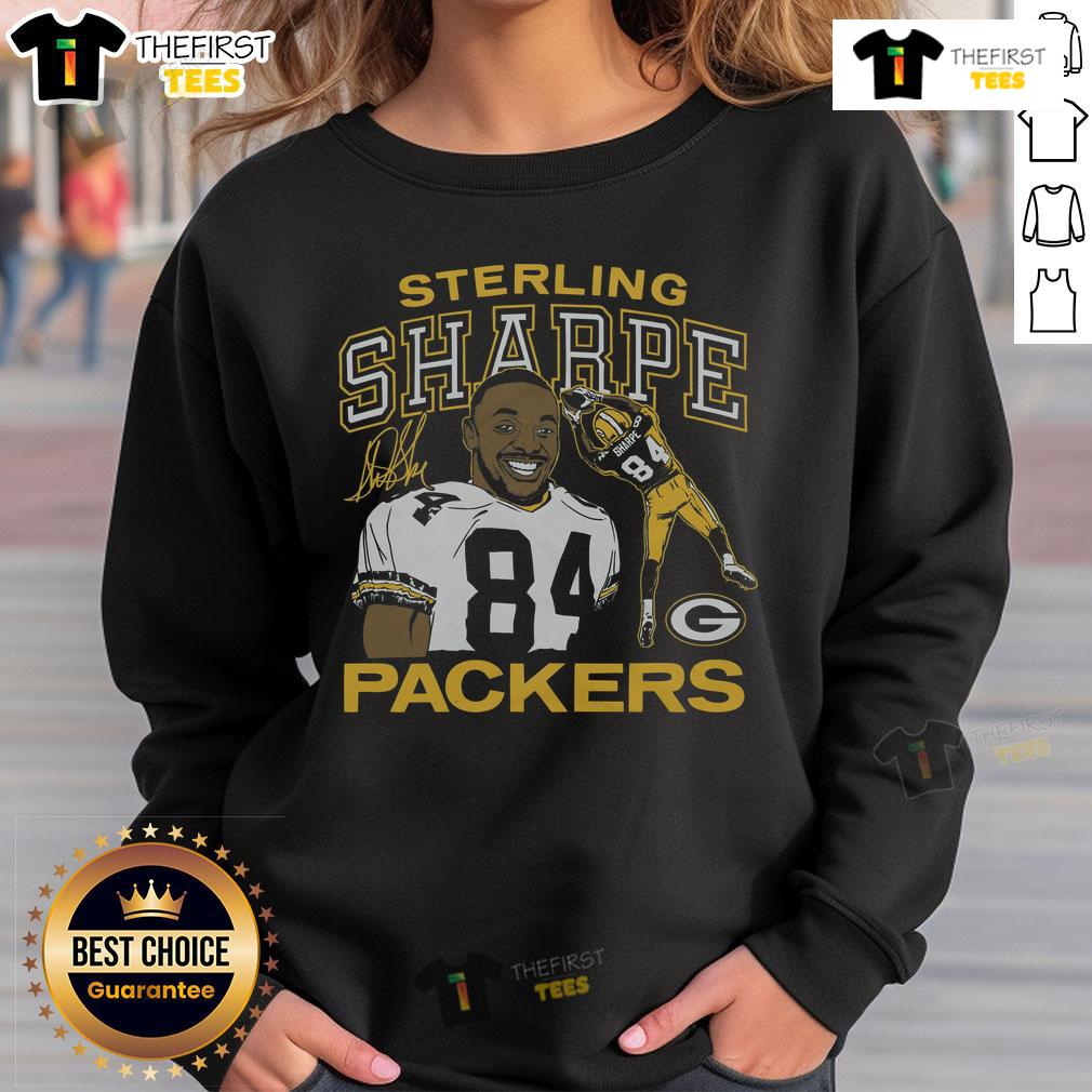 Alt Text: Official Packers Sterling Sharpe Signature Sweatshirt featuring classic design and vibrant team colors. Perfect for fans!