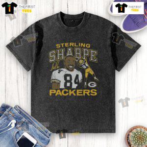 Official Packers Sterling Sharpe Signature Washed T-Shirt featuring vintage design and team colors for fans.