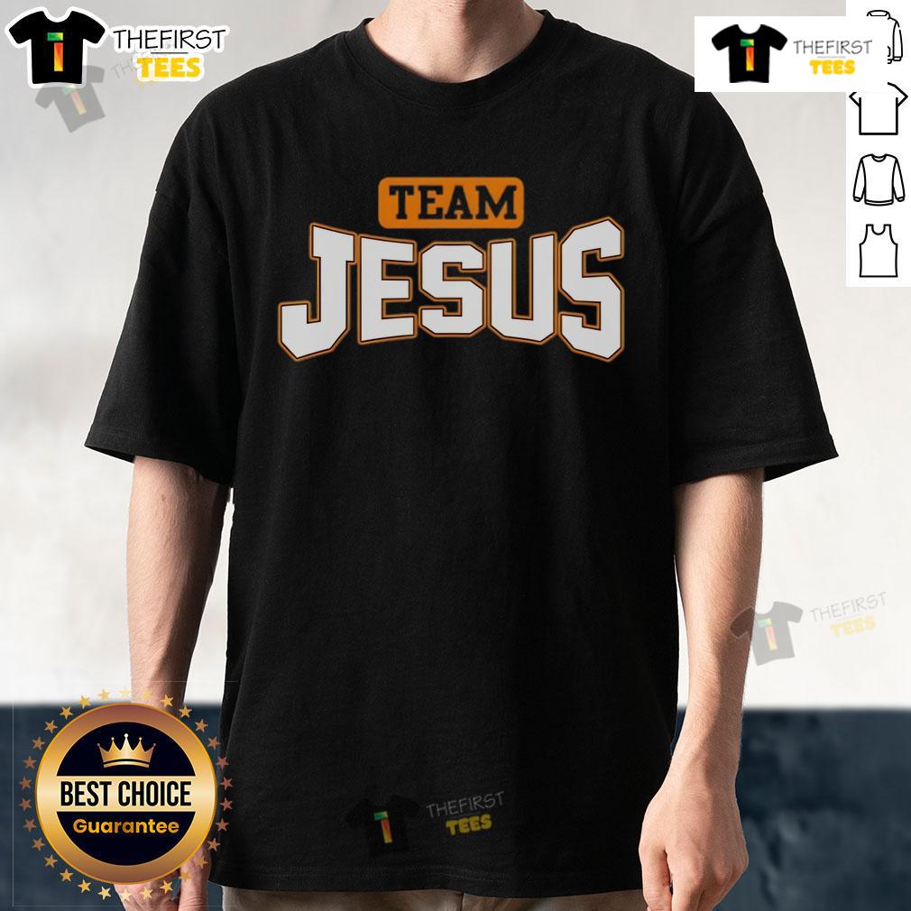 Alt Text: Official Peyton Lewis Team Jesus T-Shirt featuring a bold design and vibrant colors, perfect for expressing faith.