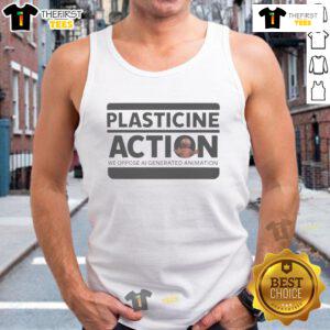 Alt Text: Official Protests Plasticine Action Tank Top featuring bold graphics for eco-conscious activism and stylish comfort.