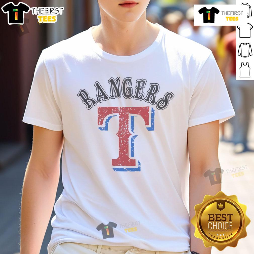 Official Texas Rangers Rebel Athletics Logo T-Shirt featuring vibrant team colors and a bold logo design.