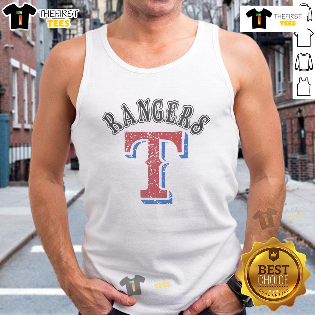 Alt Text: Official Texas Rangers Rebel Athletics Logo Tank Top featuring a bold team logo on a stylish design.