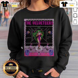Official The Velveteers Tour Washington August 12, 2025 poster on a stylish sweatshirt showcasing the band's logo.
