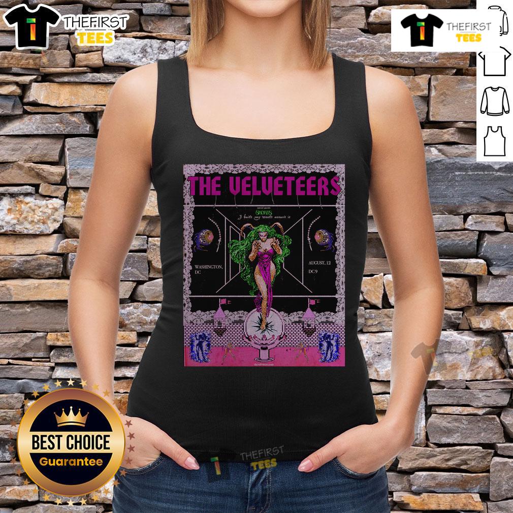 Alt Text: Official The Velveteers Tour Washington August 12, 2025 poster on a stylish tank top, showcasing vibrant design.