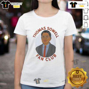 Official Thomas Sowell Fan Club Ladies Tee featuring a stylish design, perfect for fans of Thomas Sowell and his work.