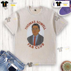 Official Thomas Sowell Fan Club washed t-shirt featuring a stylish design and vibrant colors for fans of Thomas Sowell.