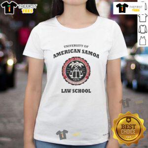 Official University of American Samoa Law School ladies tee featuring the school logo and stylish design for students.