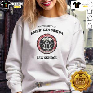Alt Text: Official University of American Samoa Law School sweatshirt featuring logo and vibrant colors for proud alumni and students.