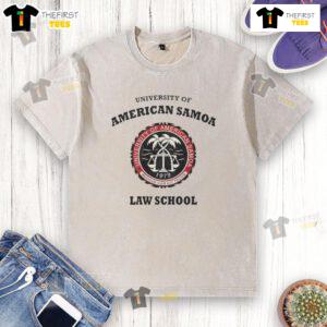 Official University of American Samoa Law School washed t-shirt featuring the school's logo and comfortable fit.