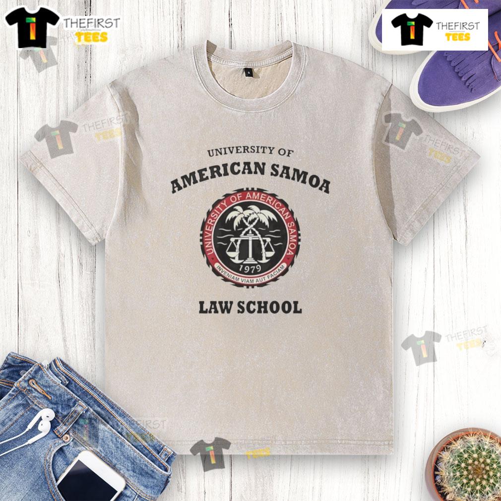 Official University of American Samoa Law School washed t-shirt featuring the school's logo and comfortable fit.