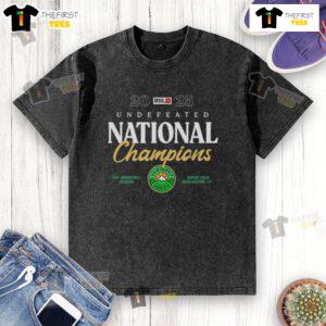 Official Vermont Green FC Undefeated National Champions 2025 washed t-shirt in vibrant green, perfect for fans.