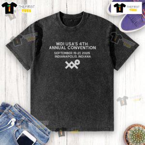 Official WDI USA's 4th Annual Convention September 2025 washed t-shirt featuring event logo and vibrant design.