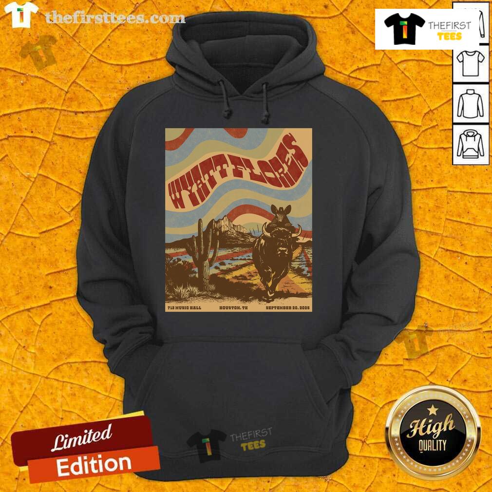 Alt Text: Official Wyatt Flores 713 Music Hall poster hoodie for the September 20, 2025 concert in Houston, Texas.