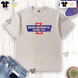Alt Text: Official Zapata Off Shore Co. washed t-shirt in Houston, Texas, featuring a stylish design and comfortable fit.