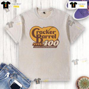 Alt Text: Original Cracker Barrel Cup Race washed t-shirt featuring Nashville Superspeedway 2025 design.