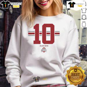 Ohio State Buckeyes Football Stripe Sweatshirt by Original Julian Sayin, featuring bold team colors and stylish design.