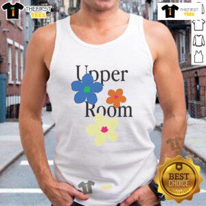 Alt Text: Cute upper room flower tank top featuring a vibrant floral design, perfect for casual summer outfits.