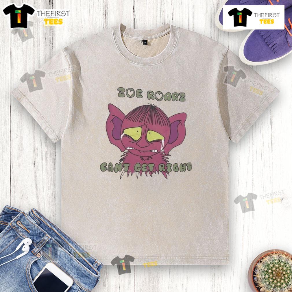 Cute Zoe Roarz Can't Get Right washed t-shirt featuring a playful design, perfect for casual outfits.