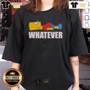 Good Bart Simpson Whatever Ladies Tee featuring Bart's iconic expression and colorful design for casual wear.