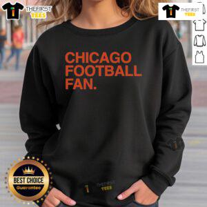 Good Chicago football fan wearing a Chicago Bears sweatshirt, showcasing team spirit on game day.