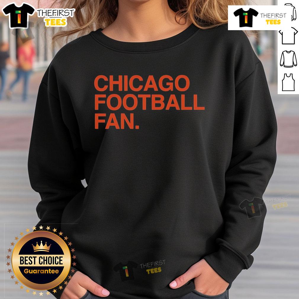 Good Chicago football fan wearing a Chicago Bears sweatshirt, showcasing team spirit on game day.