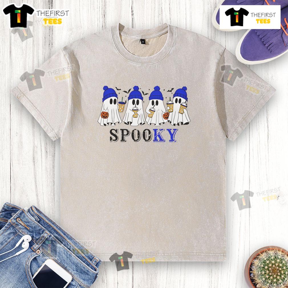 Good Ghost Spooky Ghosts Halloween washed t-shirt featuring playful ghost designs perfect for Halloween festivities.
