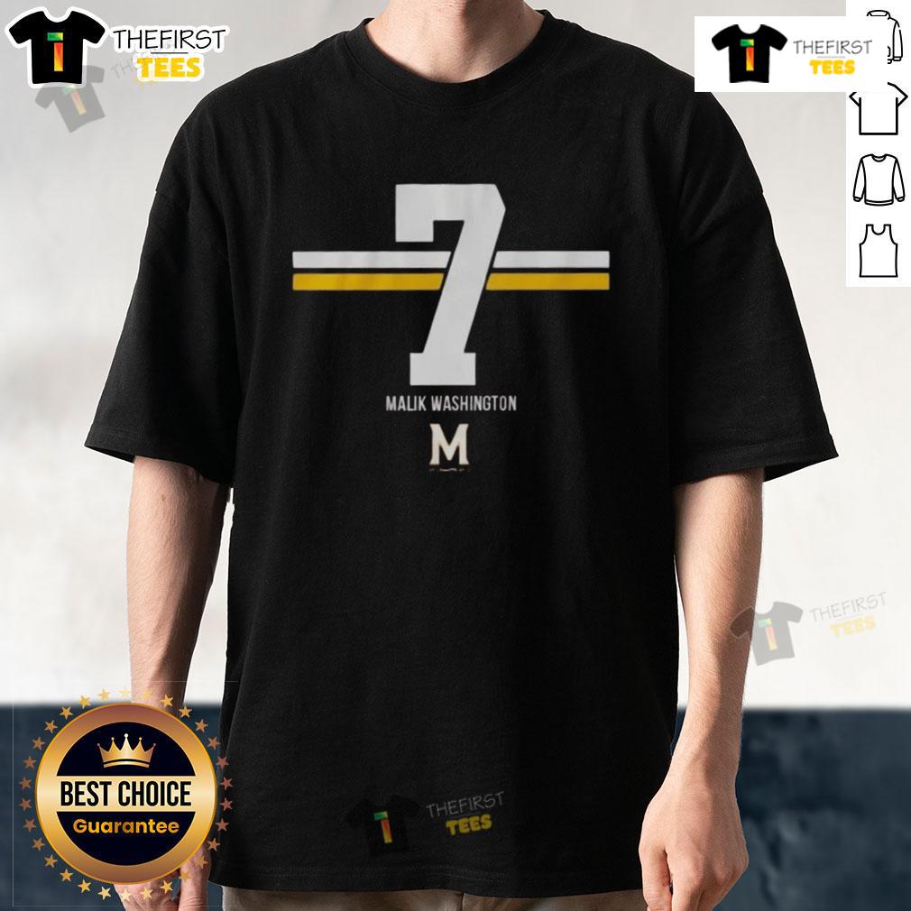 Good Maryland Terrapins Football Malik Washington 7 Stripe T-Shirt featuring team colors and logo for fans.