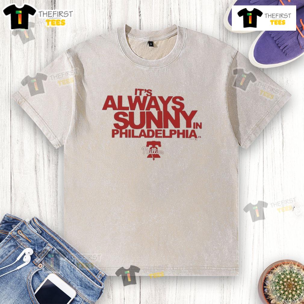 Good Philadelphia Phillies X It's Always Sunny In Philadelphia washed t-shirt showcasing vibrant team colors and logo.
