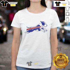 Good Pitbull Buffalo Bills football parody logo on a stylish ladies tee, perfect for fans and pet lovers alike.