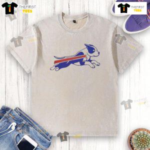 Good Pitbull Buffalo Bills Football Parody Logo on a washed t-shirt, perfect for fans and dog lovers alike.