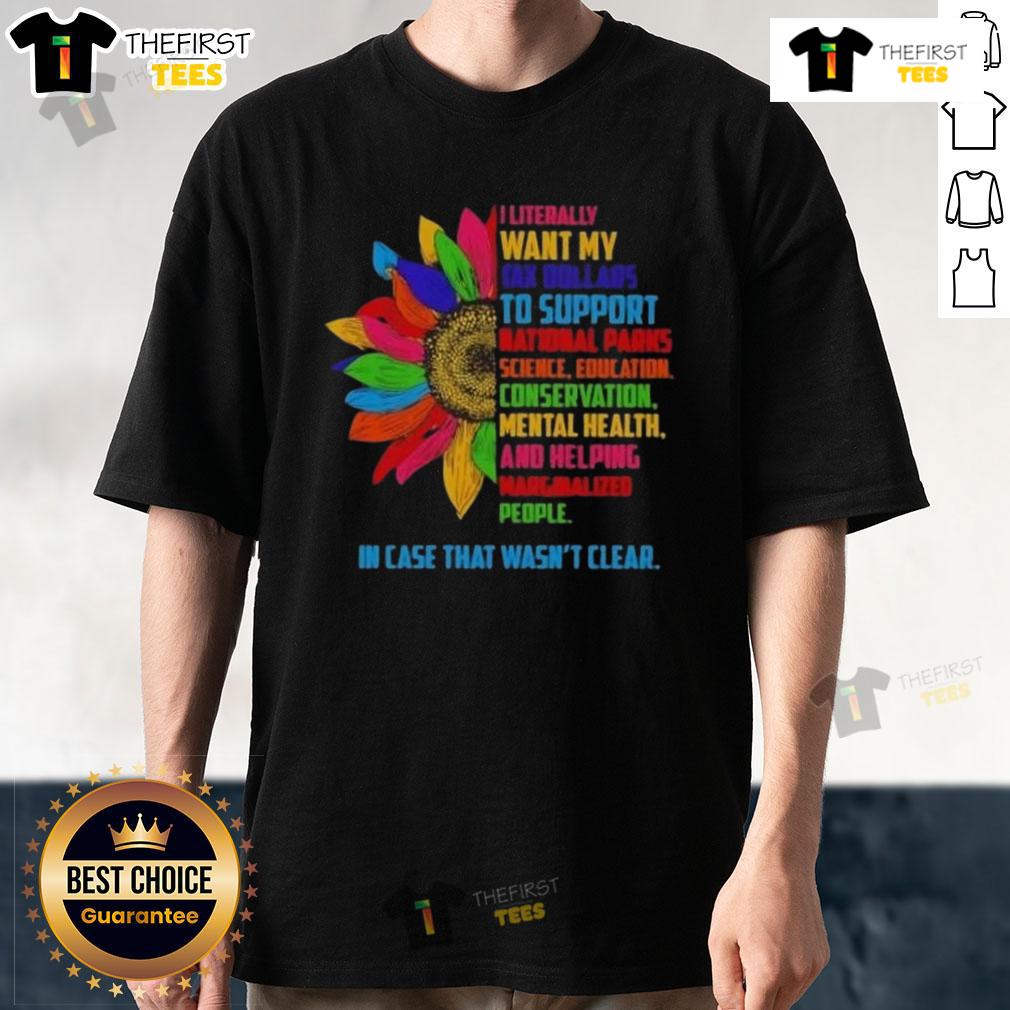 Good Sunflower graphic on a t-shirt promoting tax support for National Parks Science, eco-friendly and stylish wear.