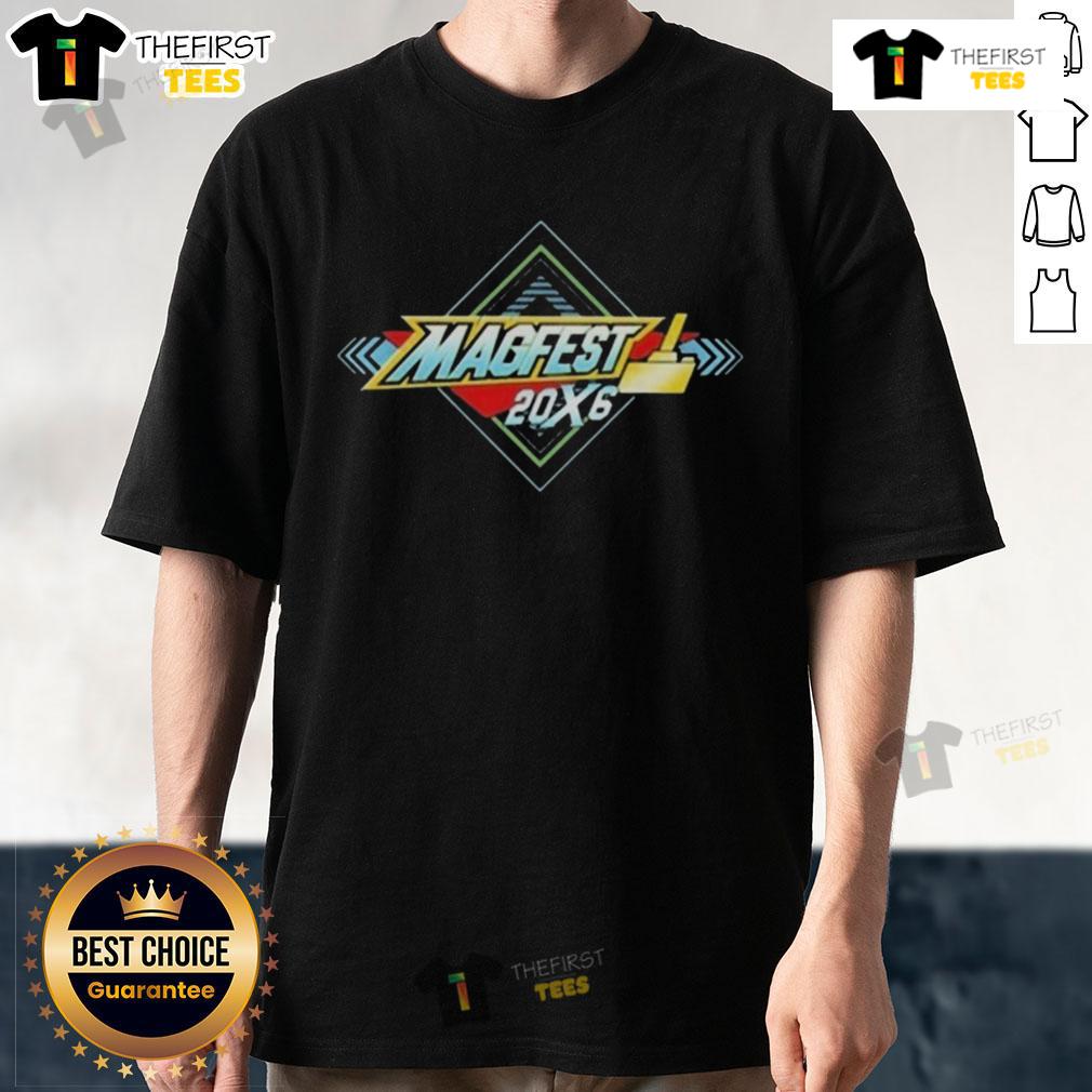 Alt Text: Good Super Magfest 2026 logo t-shirt design featuring vibrant colors and gaming-themed graphics for fans.
