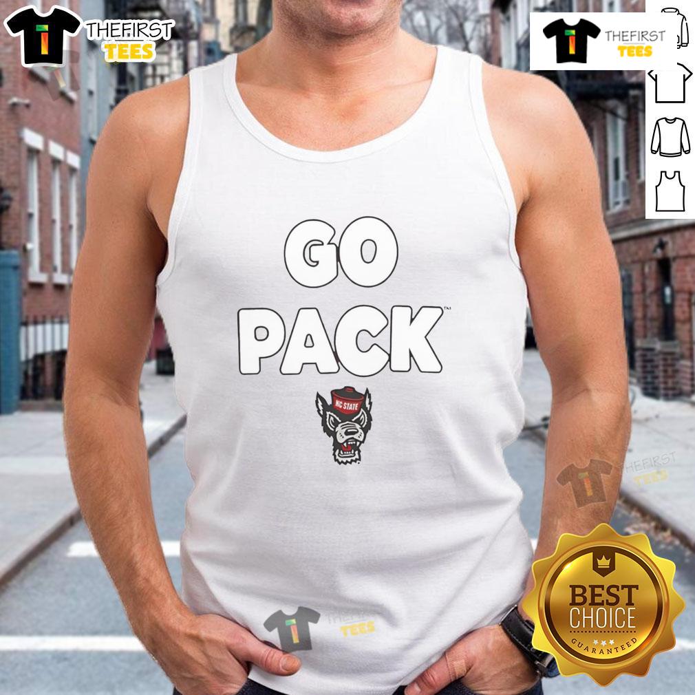 NC State Wolfpack tank top featuring 'Go Pack' slogan, perfect for fans showing team spirit on game day.