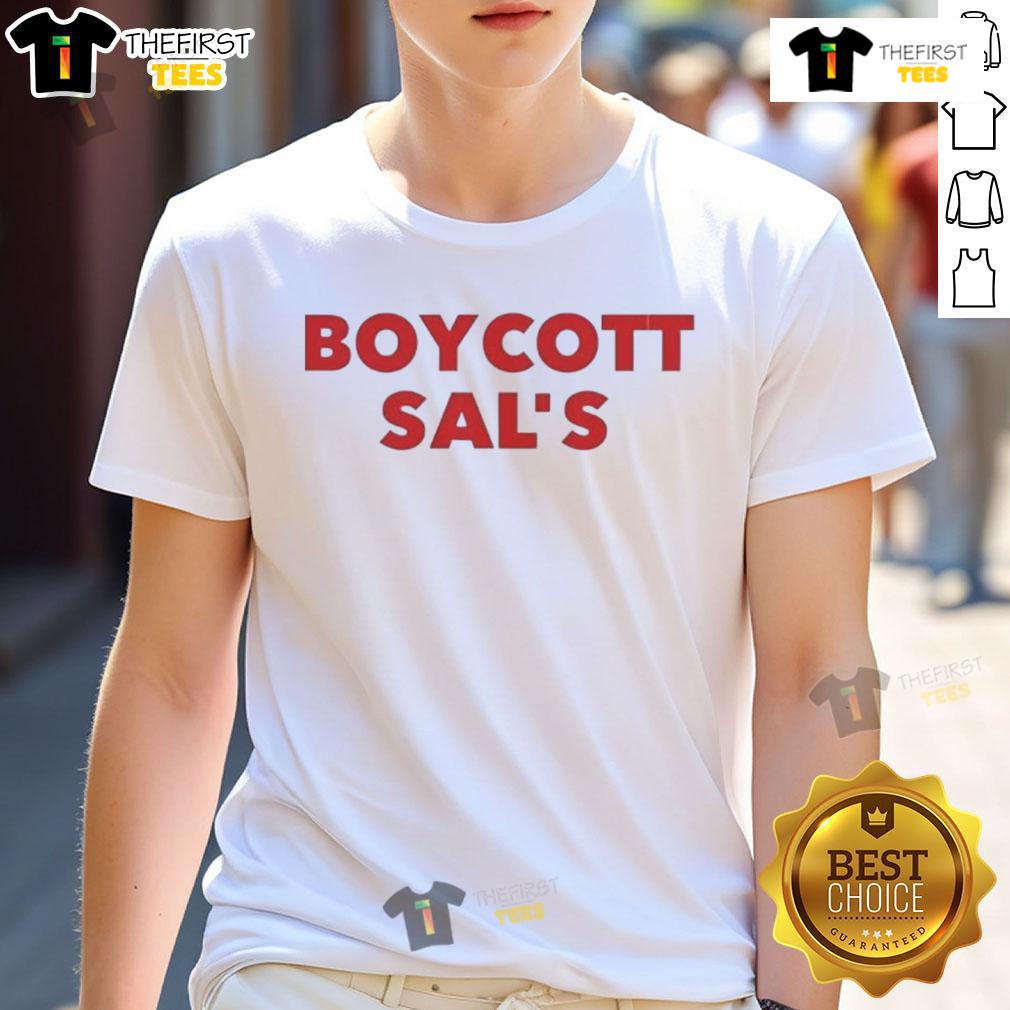 Nice Spikes Joint Boycott Sal's T-Shirt featuring bold graphics and vibrant colors, perfect for stylish activism.