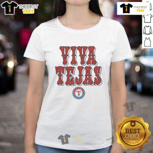 Alt Text: Women's Nice Texas Rangers Viva Tejas Tee featuring vibrant design, perfect for baseball fans and casual wear.