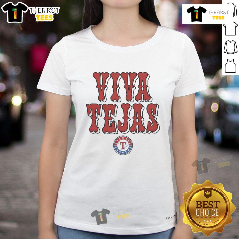 Alt Text: Women's Nice Texas Rangers Viva Tejas Tee featuring vibrant design, perfect for baseball fans and casual wear.