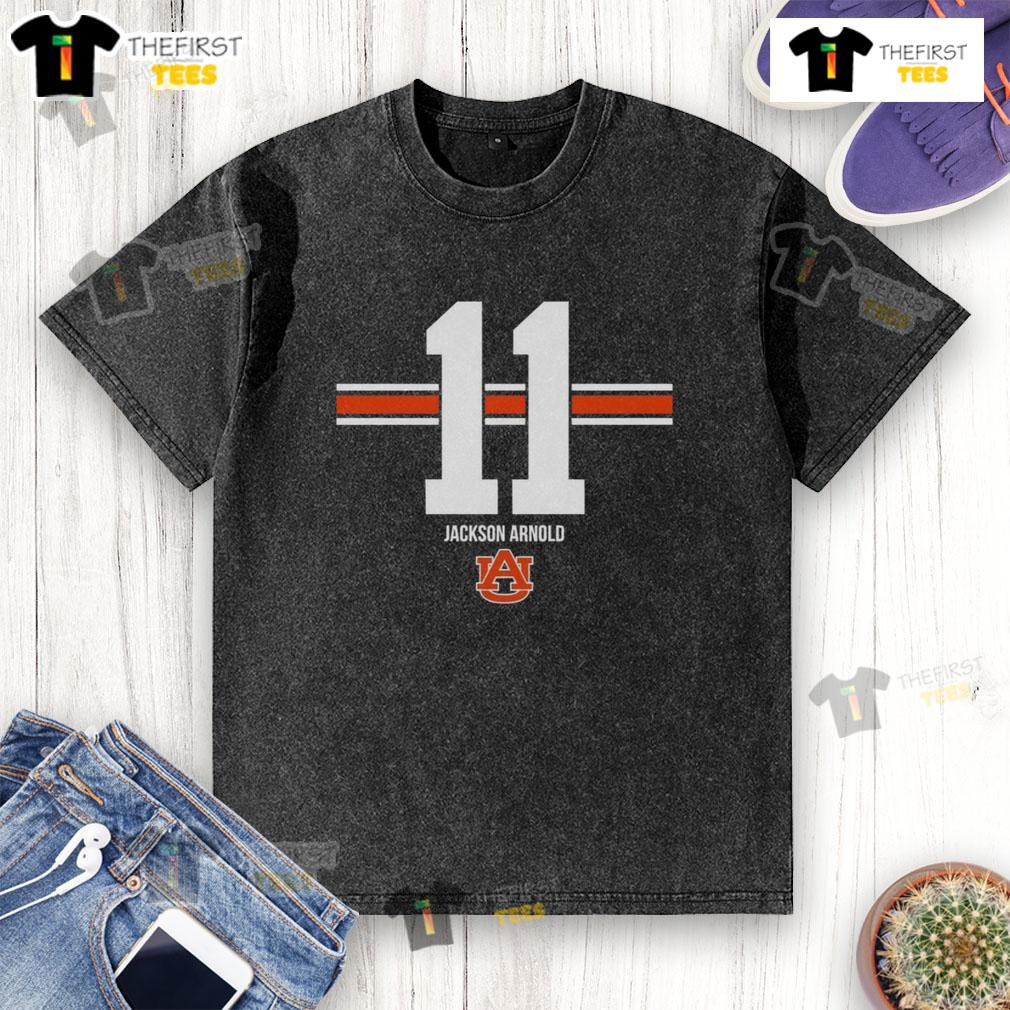 Official Auburn Tigers Football Jackson Arnold Stripe Washed T-Shirt featuring team colors and logo.