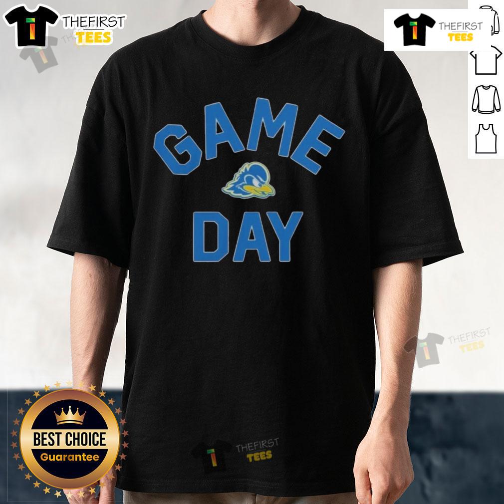Delaware Blue Hens Game Day logo college t-shirt featuring vibrant blue and yellow design for fans and students.