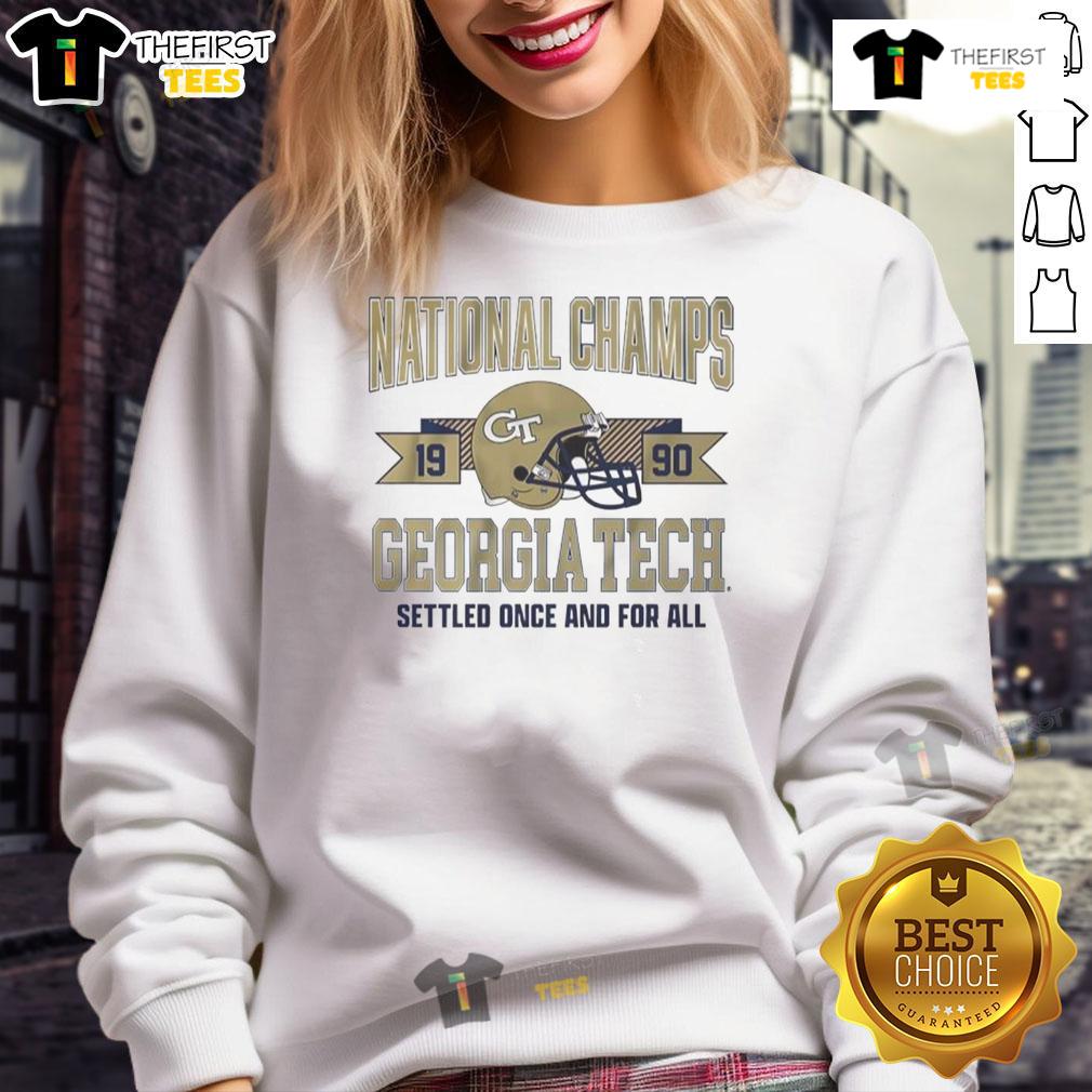 Official Georgia Tech Yellow Jackets Football 1990 National Champs helmet sweatshirt in gold and black colors.