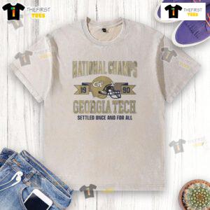 Alt Text: Georgia Tech Yellow Jackets Football 1990 National Champs Helmet Washed T-Shirt featuring vintage team logo.