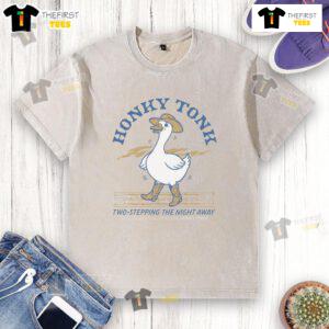 Official Honky Tonk Two Stepping The Night Away Goose Washed T-Shirt featuring a vintage design and comfortable fit.