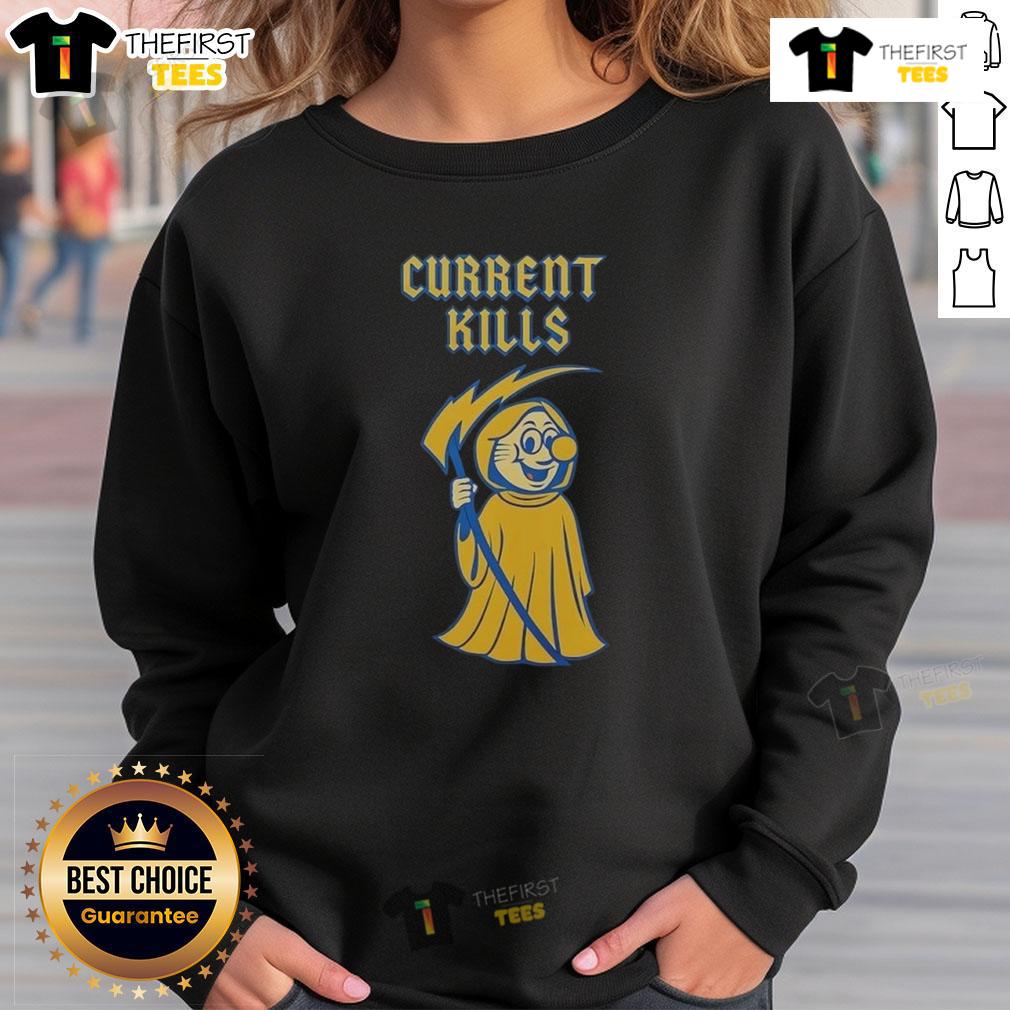 Alt Text: Official IBEW 48 Current Kills Sweatshirt - stylish and comfortable apparel for electricians and union supporters.