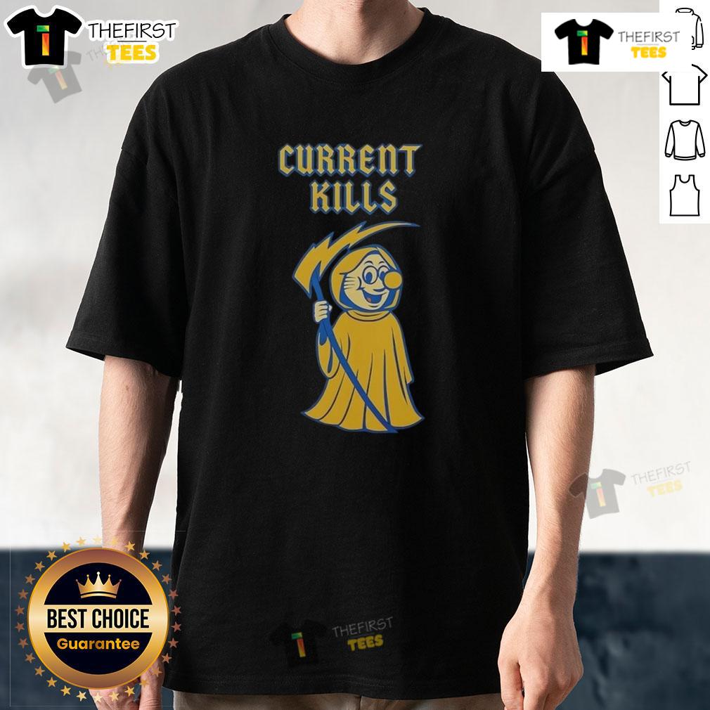 Alt Text: Official IBEW 48 Current Kills T-Shirt featuring a bold design, perfect for electricians and union supporters.