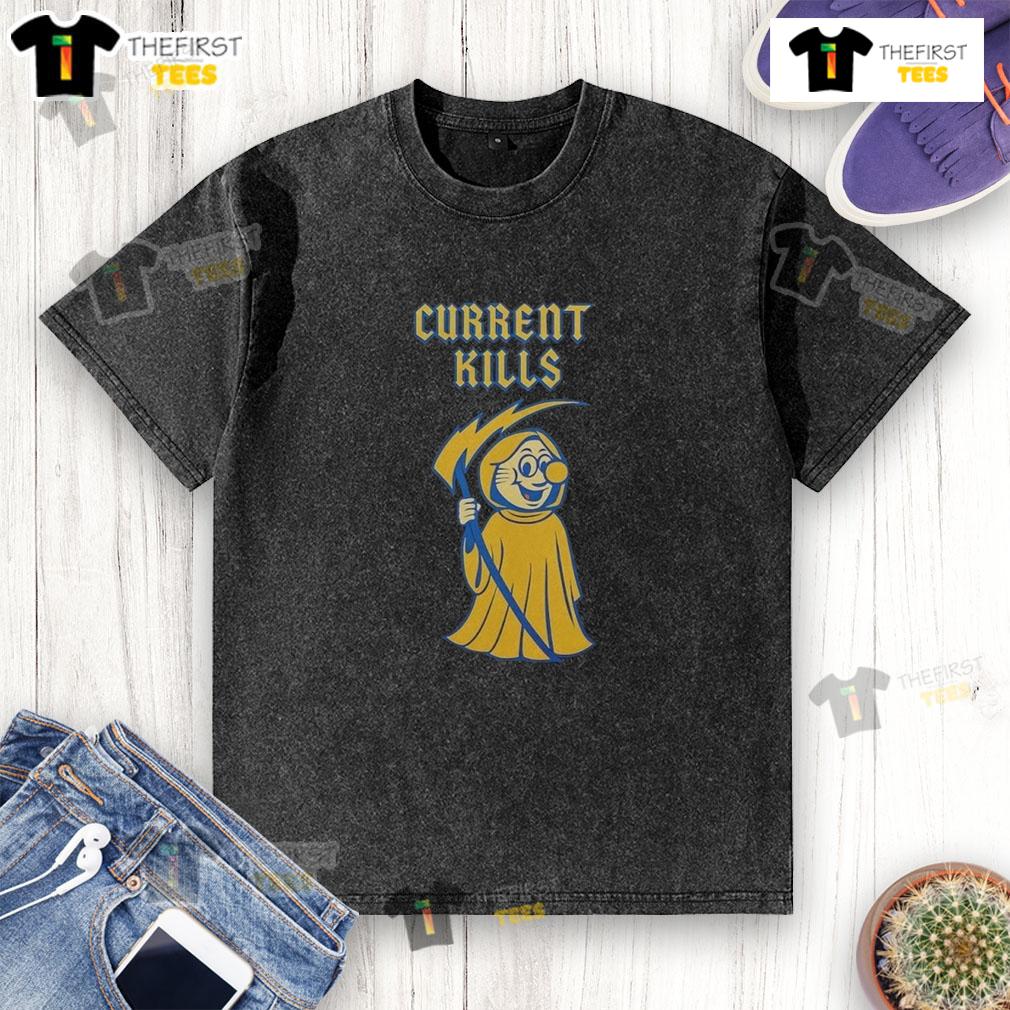 Official IBEW 48 Current Kills Washed T-Shirt featuring a stylish design for electrical workers and union supporters.